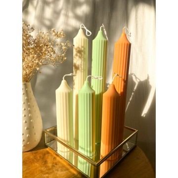 Figuurkaars toren naturel   mint   oranje 0