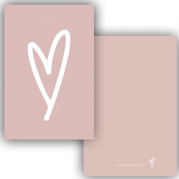 Mini kaartje hart roze