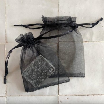 Organza zakje zwart 7decoratie